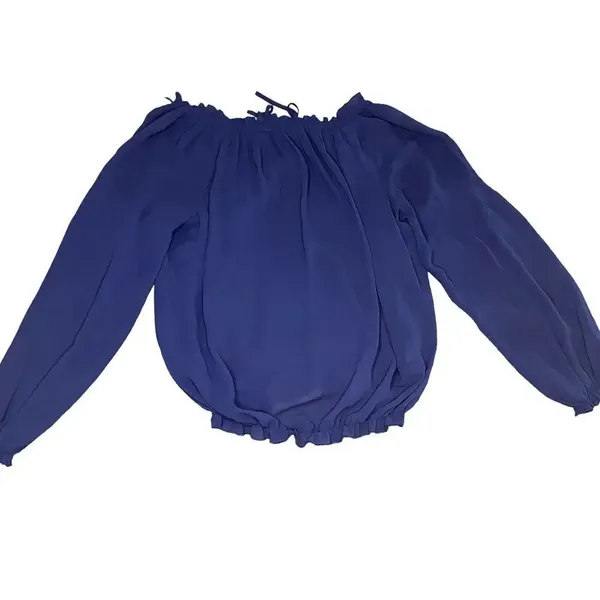 Express Women's Long Sleeve Peasant Blouse Size Small Blue‎ Casual Workwear - Image 6