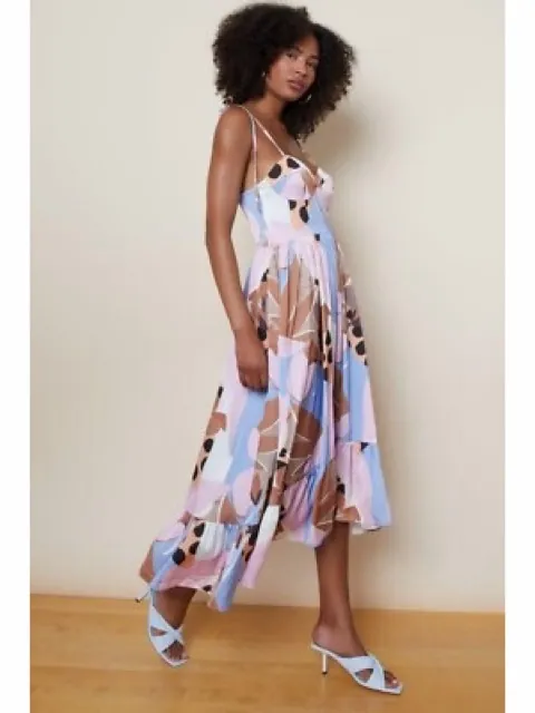 Anthropologie Hutch Arielle Maxi Dress in Peri Floral Geo Pastel Womens Size‎ 6 - Image 2