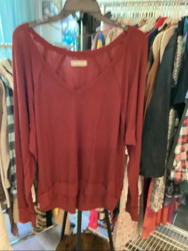 We the free waffle knit thermo rich wine color see one snag on 4th picture - Image 2