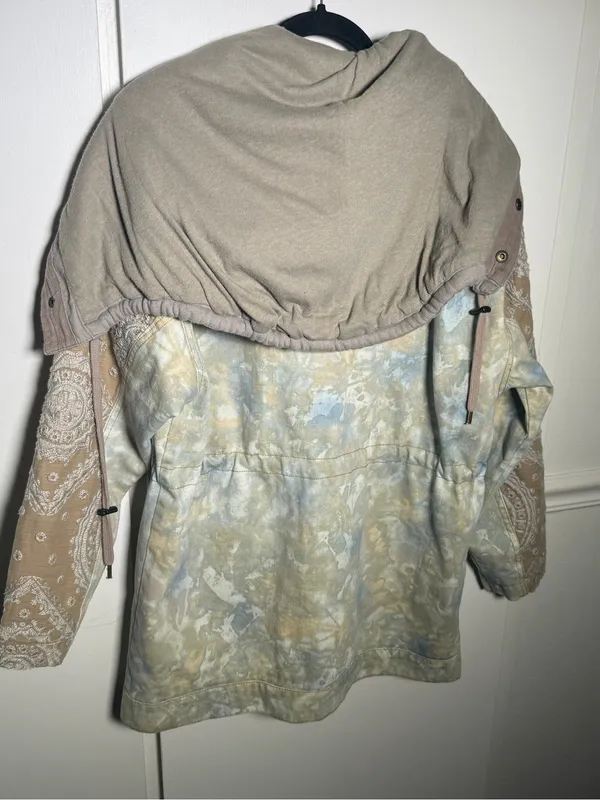 Free People Womens Layered Tie-Dye Parka Paisley Hooded Anorak Jacket Small - Image 11