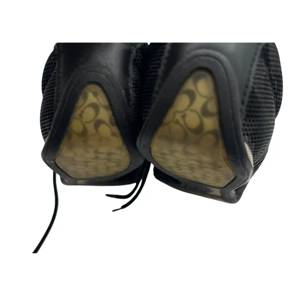 Coach Size 6 Black Monogram Sneakers Mesh Leather Trim Lace-Up Casual Shoes - Image 10