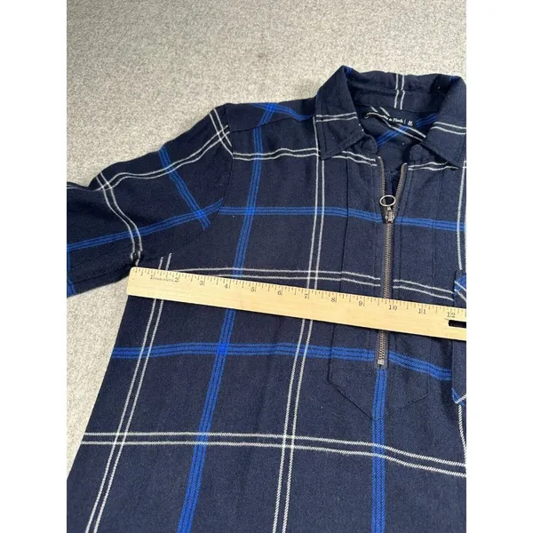 Abercrombie & Fitch Medium Womens Blue Plaid Shirt Dress‎ Long Sleeve Zip Collar - Image 10