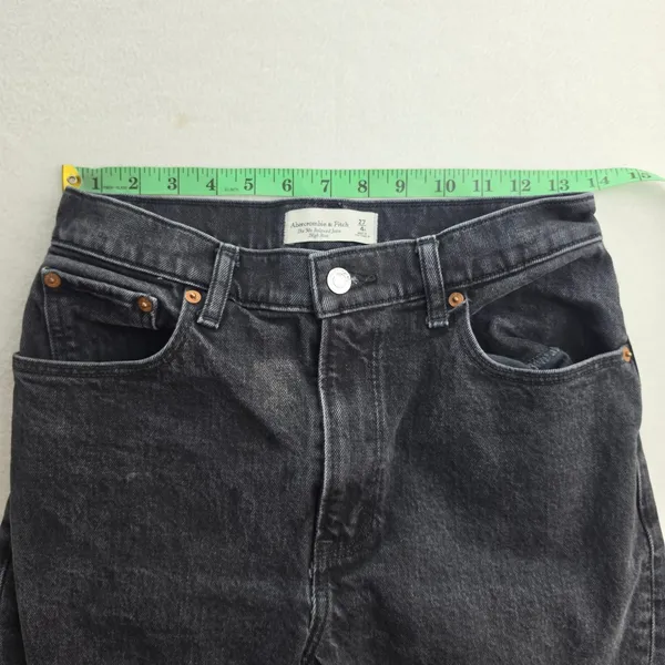 Abercrombie &‎ Fitch 90s Relaxed High Rise Jeans Black Slit Hem 27 / 4 - Image 7