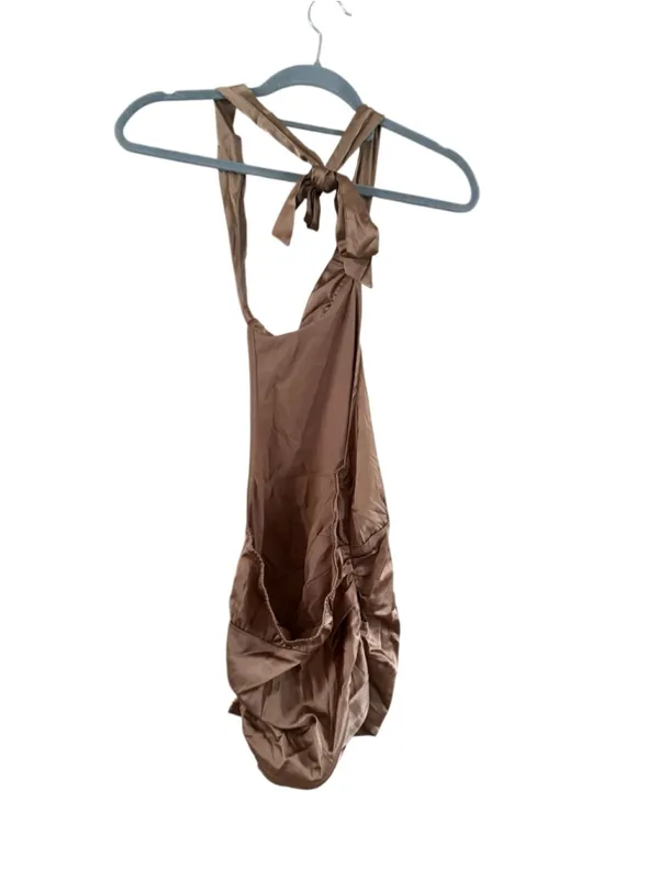 Women's CIDER Brown Halter Mini Dress M - Image 3