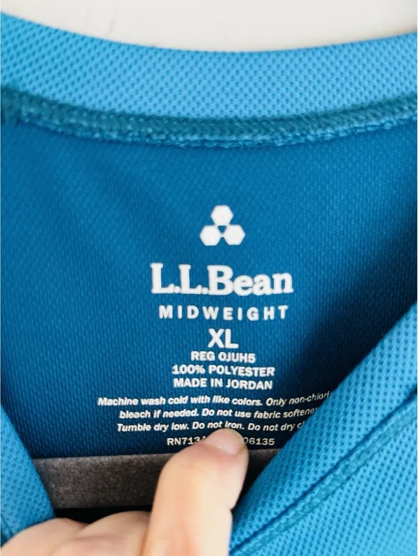 LL Bean Mid Weight Pullover Long Sleeve Crewneck Top XL Blue Base Layer - Image 4