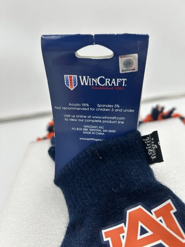 Auburn Tigers Spirit Fingerz Gloves Imperial Football Pompom Fingers NEW - Image 6