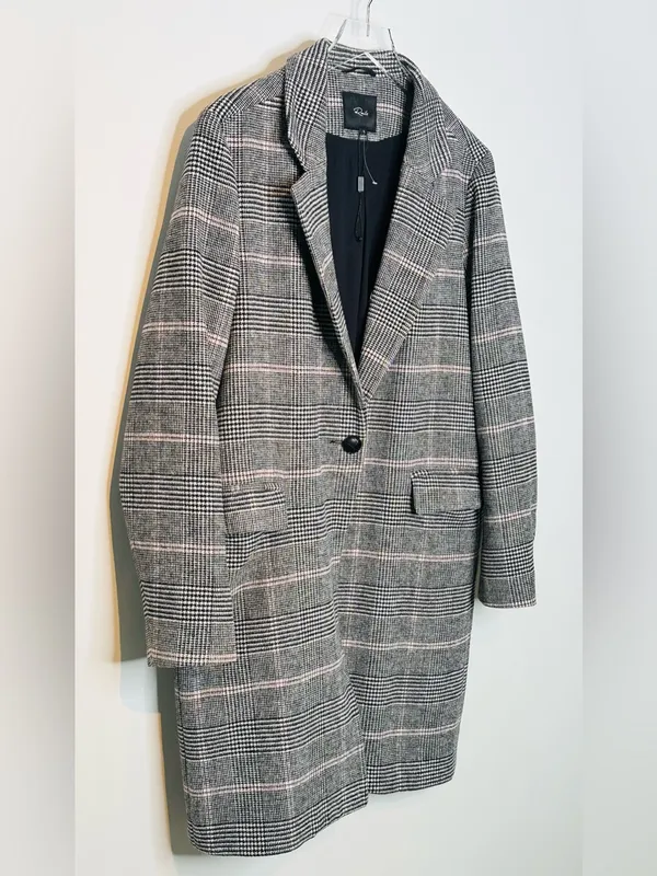 Rails Anders Charcoal Plaid Pink Wool Blend Coat - Image 7