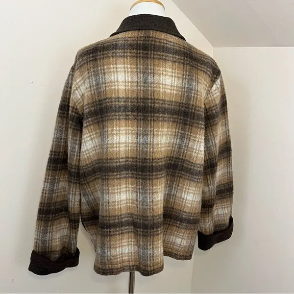 Norton McNaughton Vintage Brown Plaid Shacket Wool Blend XL - Image 3
