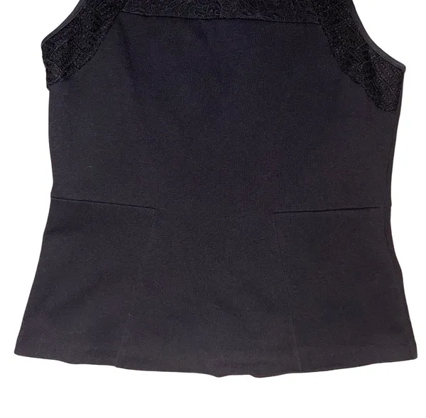 J.Crew Black Knit Peplum Crochet Detail Tank - Image 4
