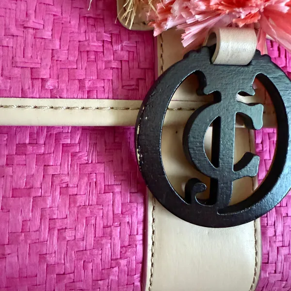 Juicy Couture Woven Clutch Purse with Pom Pom Accent Party Bag‎ - Image 5