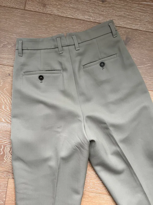 ANINE BING Mycah Trousers Pleated Pants Green Wool 32 - Image 8