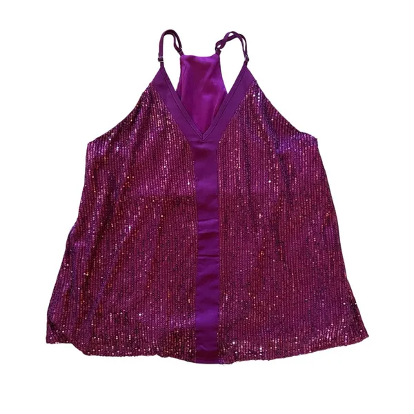 Burgundy Sparkly Sequin Cami Party Night Out Top | Women’s Medium - Image 4