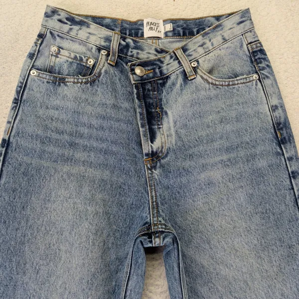 Princess Polly Crossover‎ Waist Straight Leg Jeans Light Wash Blue Womens Size 2 - Image 3