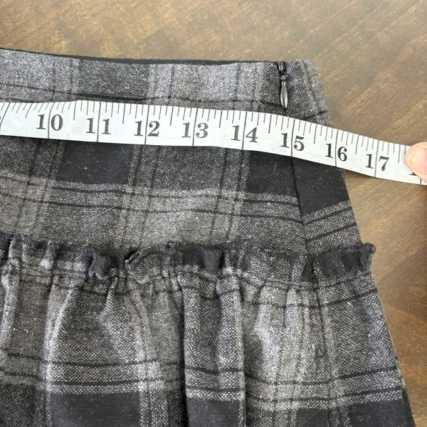 Vintage USA Aqua Plaid Skirt Academia Punk Goth Pin Up Retro Black Gray Mini M - Image 6