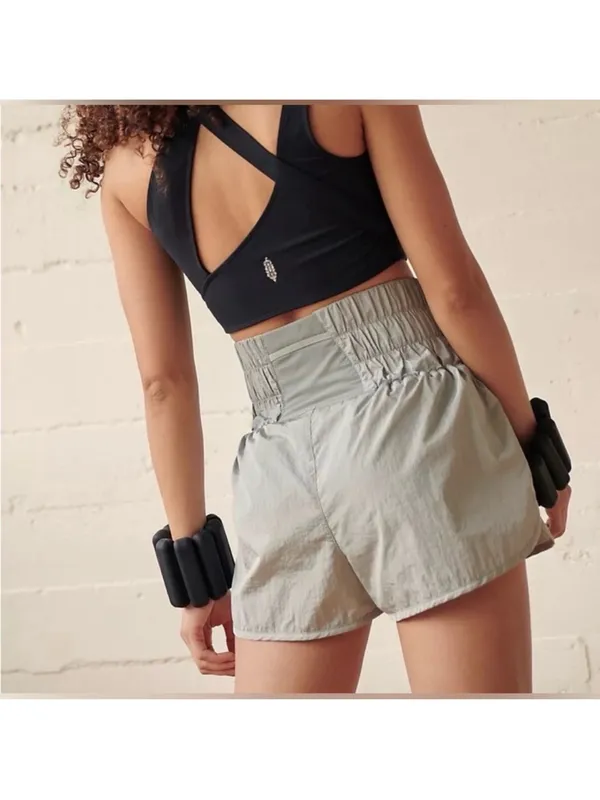 Free People Movement The Way Home Shorts Arctic Silver Grey High Waist‎ Small - Image 2