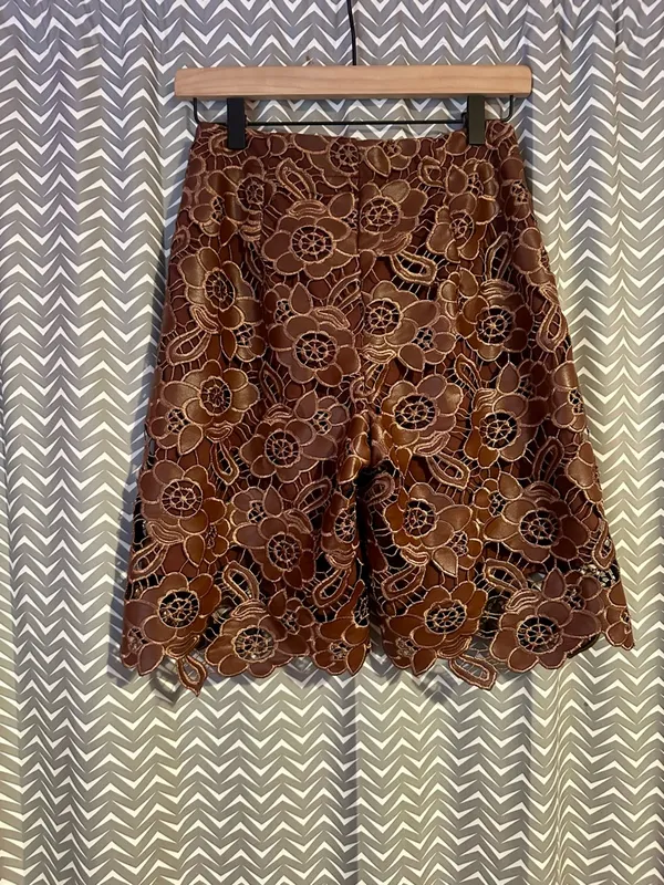 By Anthropologie | Floral Faux Leather Shorts, size US2 - Image 6