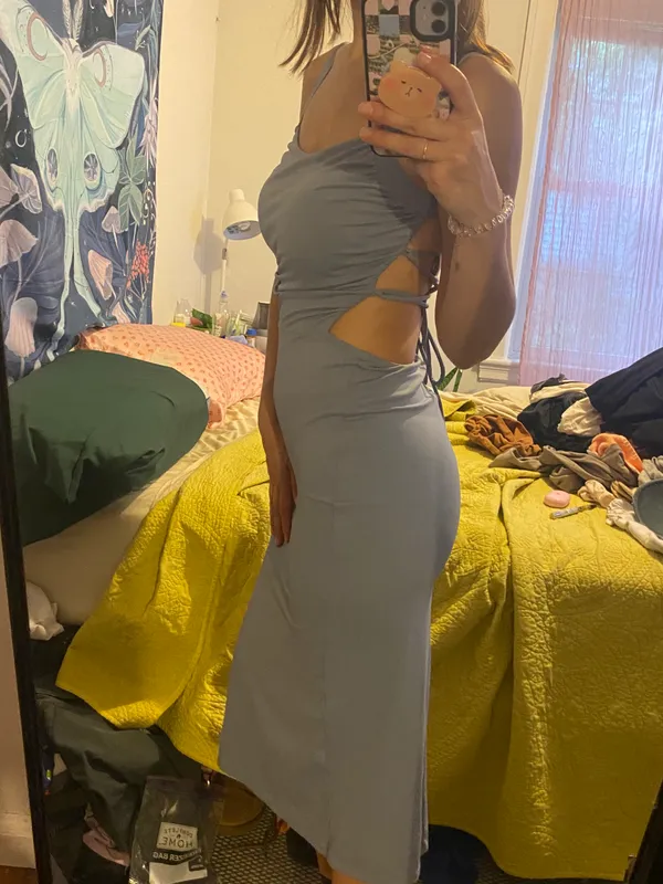 Halara Lace Up Open Back Bodycon Midi Dress - Image 6