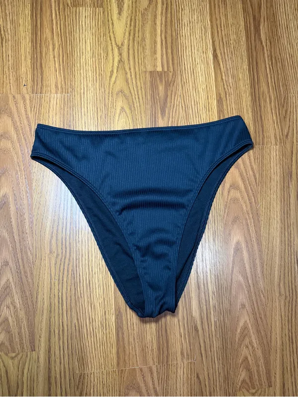Hollister Swim Ribbed Curvy Black Bikini Bottoms Surf Beach Medium - Image 2
