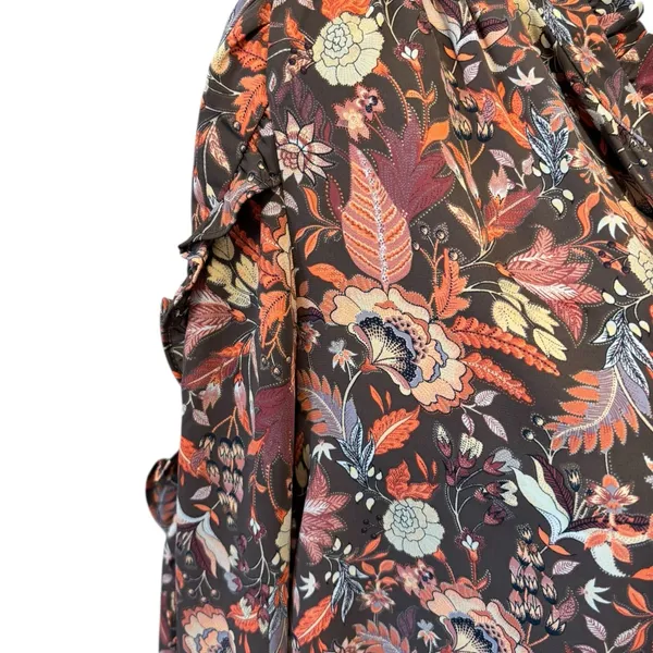 Evereve Clara Floral Paisley Long Sleeve V Neck Blouse/Top M Ruffle Trim Career - Image 4