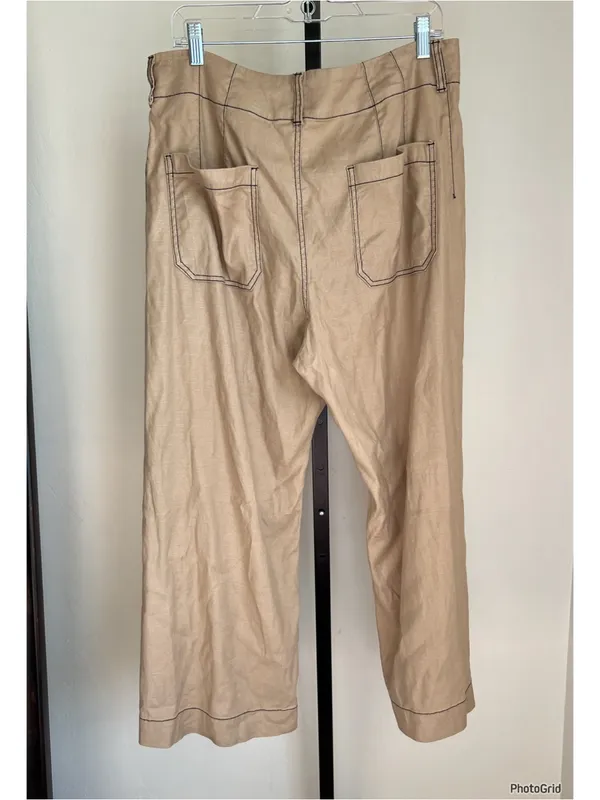 Anthropologie Colette Cropped Wide Leg Pants - Contrast Stitch 32 - Image 3