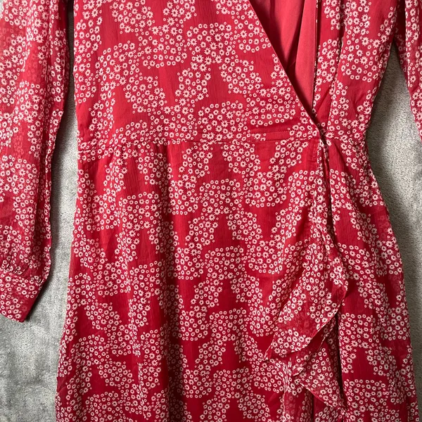 Justin Ladies Red Floral Skull Wrap Maxi Dress Longhorn Skull Western Cowgirl SM - Image 9