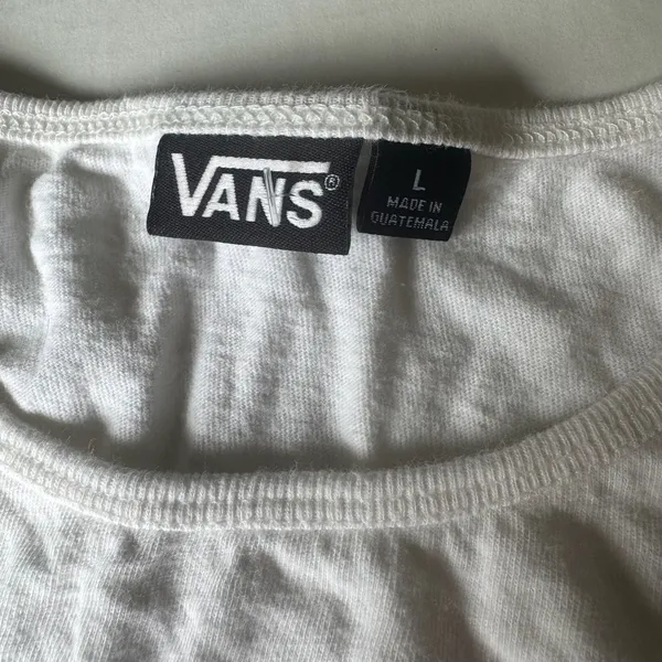 Vans California Bear Checkered White Crop Tank Top L - Image 3