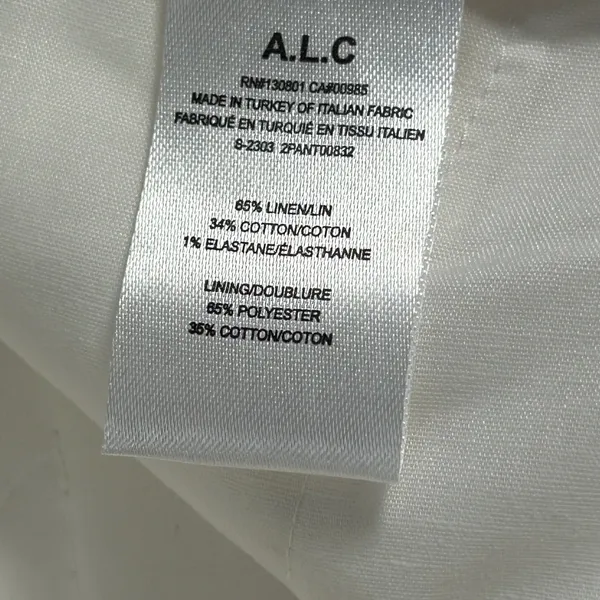 A.L.C. White Linen Blend‎ Pleated Tailored Trousers High Rise Dress Pants Size 0 - Image 3
