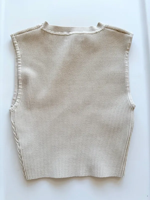 Aritzia Babaton Sculpt Knit Tank Cream Ivory Ribbed Sleeveless Size XS - Image 4