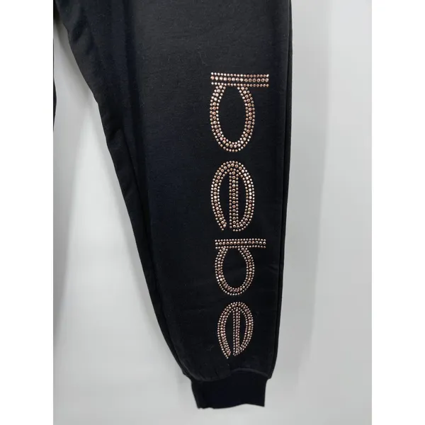 Bebe Womens Black Jogger Sweatpants Fleece Activewear Pants Rhinestones NEW 1X - Image 3