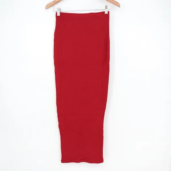 Naked Wardrobe Red High Waisted Bodycon Maxi Skirt Size M - Image 6