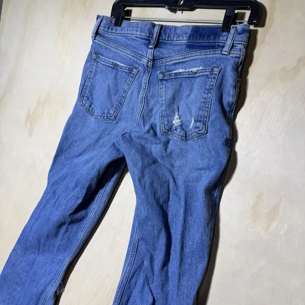 Abercrombie & Fitch 90s Straight Jeans Womens 28 6R Low Rise Distressed Blue - Image 9