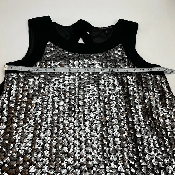 Victoria's Secret Womens Size Large Black Silver‎ Sequined Sheer Sleeveless Top - Image 7