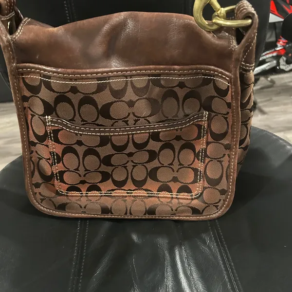 Coach Brown Leather and Canvas Shoulder Bag - Image 11