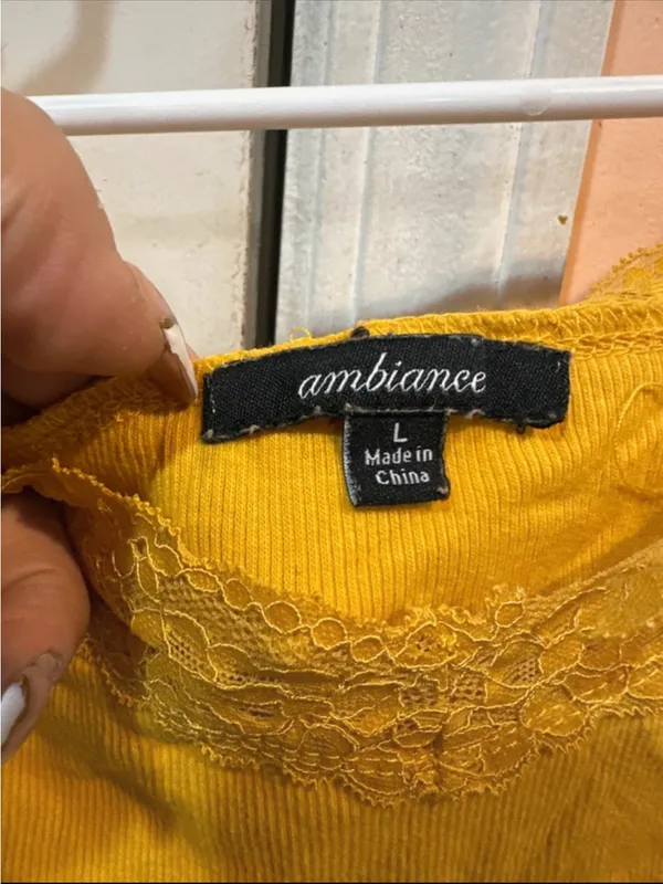 Ambiance Lace-Trim Scoop Neck Crop Top - Mustard - Image 4