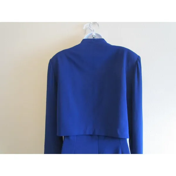 Vintage Rimini Dress Set M Royal Blue Beaded Jacket Sheath‎ Formal Cocktail 2Pc - Image 5