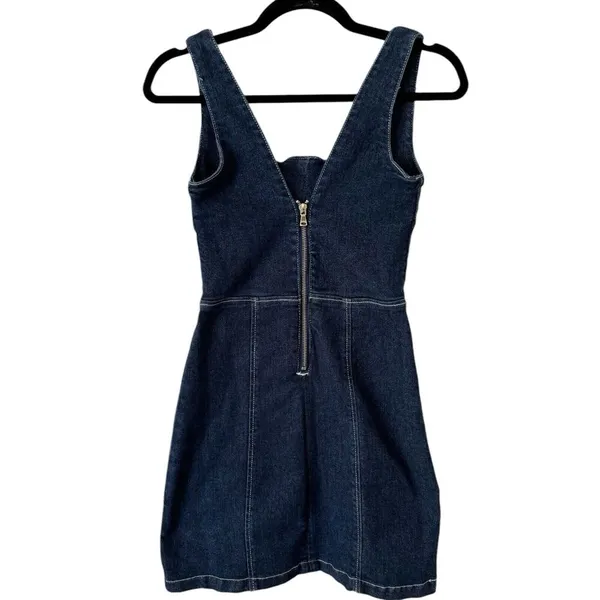 Tiger Mist Blue Denim Square Neck Sleeveless Sheath Mini Dress Size XS - Image 4