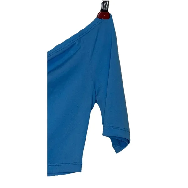 Zara Women Top Cropped Short Sleeve Off‎ Shoulder Stretch Blue Size Medium NWT - Image 2