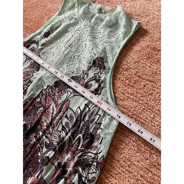 NWT Intimately Free People Y2k Marsha Lace Slip Dress Turquoise Blue Floral L - Image 5