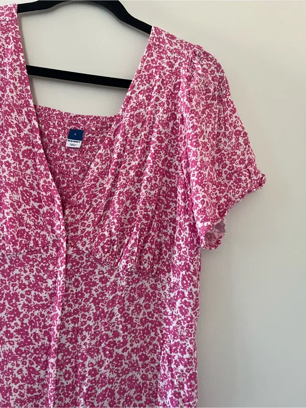 Old Navy Pink Floral Maxi Dress Large Cottagecore Romantic Feminine Summer - Image 3