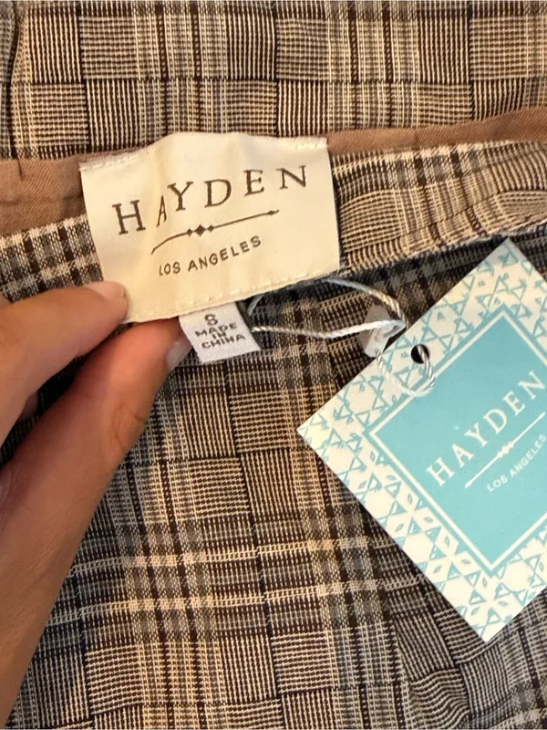 Plaid High-Rise Bermuda Shorts in Black and Tan - Image 3