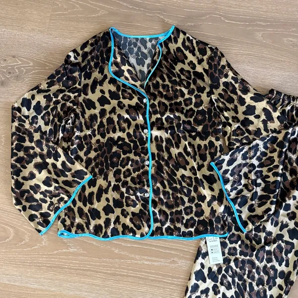 Cupshe Live Life in the Beach Slumber Party Animal Print PJ Size S in Brown Blue - Image 2