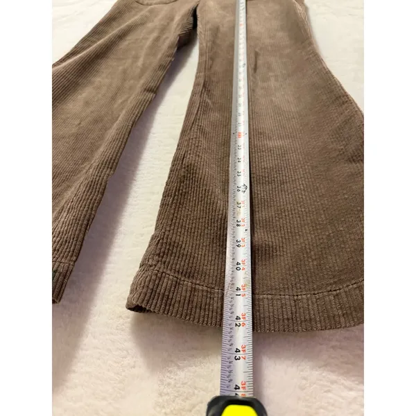 Free People Brown Corduroy Flare Pants Y2K Patch Pocket Boho 70s Style - Image 2