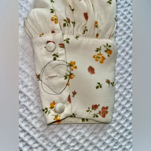 Reformation Cream Floral Long Sleeve Dress - Image 13