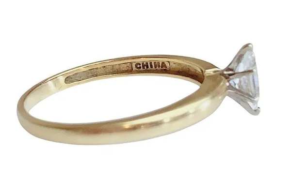 14K 14KT Marquise Cut Diamonique Cubic Zirconia Yellow Gold Ring Sz 8.75 - Image 4