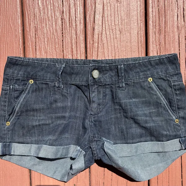 Y2K low rise American Eagle mini jean cuffed shorts - Image 5