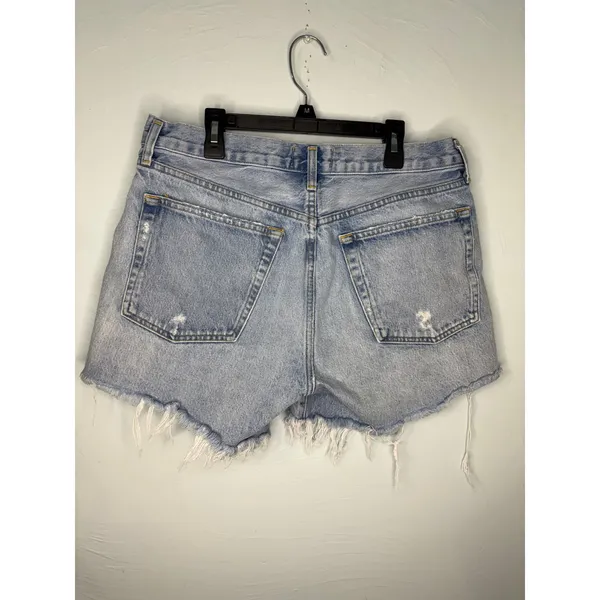 AGOLDE Distressed Frayed Hem Denim Shorts Jorts Women's Size 29 Button Fly Raw - Image 2