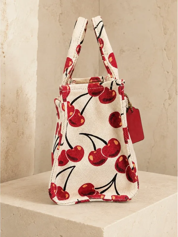Coach Small Tote Bag Cherry Print Canvas Handbag - Image 4