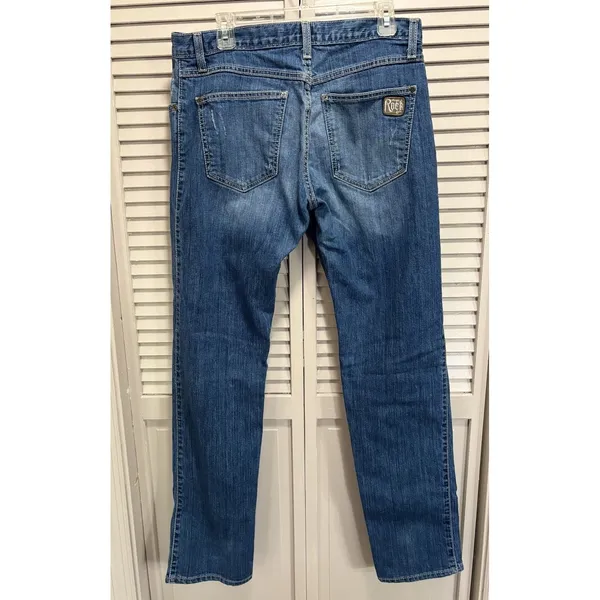 Wrangler Rock 47 Med Wash Boyfriend Fit‎ Jeans Mid Rise Size 33x33 Distressed - Image 4