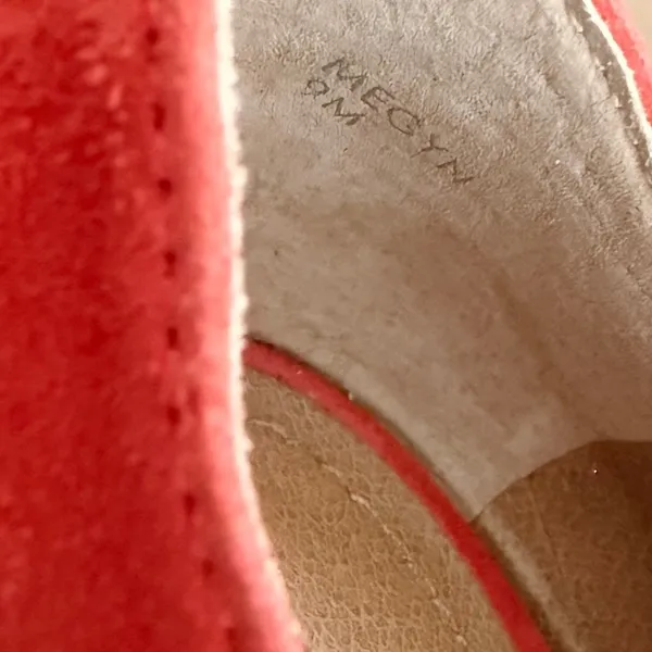 Tahari Coral Megyn Suede Laser Cut Lace Up Peep‎ Toe Block Heel Shoes Size 9 - Image 8