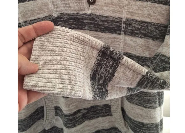 Women's Guess Striped Cowl Neck Sweater with Kangaroo Pocket Size M Gray, Black - Image 8